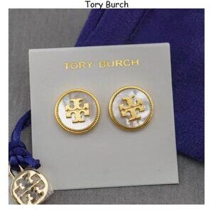 Tory Burch Roxanne Button Stud Earrings in Mother of Pearl